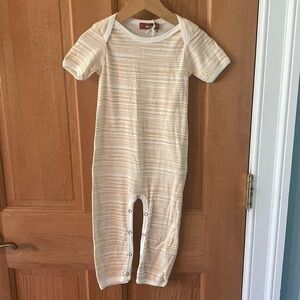 Milkbarn Short Sleeve One Piece Orange Striped Romper Boy/Girl, New 12-18 months